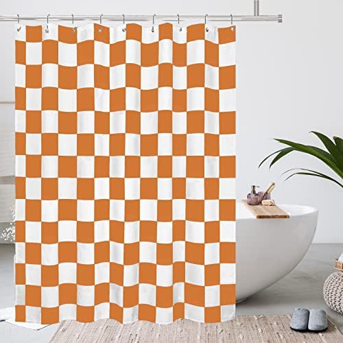 Tititex Aesthetic Checkerboard Shower Curtain Set 71x71 Inch with 12 Hooks