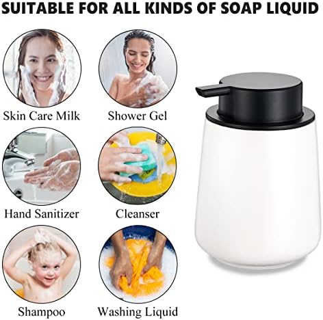Eyrozia 12Oz White Ceramic Foam Soap Dispenser Set