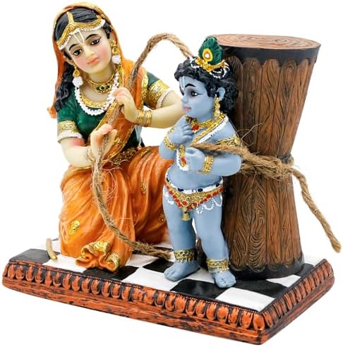 Maa Yashoda Binding Krishna Murti Statue - 51 Hand Painted Polystone