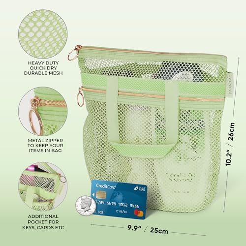DV Lifestyle Mesh Shower Bag - Quick Dry Caddy with Zipper 2 Pockets