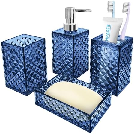 Seeatoo 4PCS Blue Bathroom Accessory Set