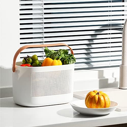 UUJOLY Yellow Plastic Storage Baskets with Handles