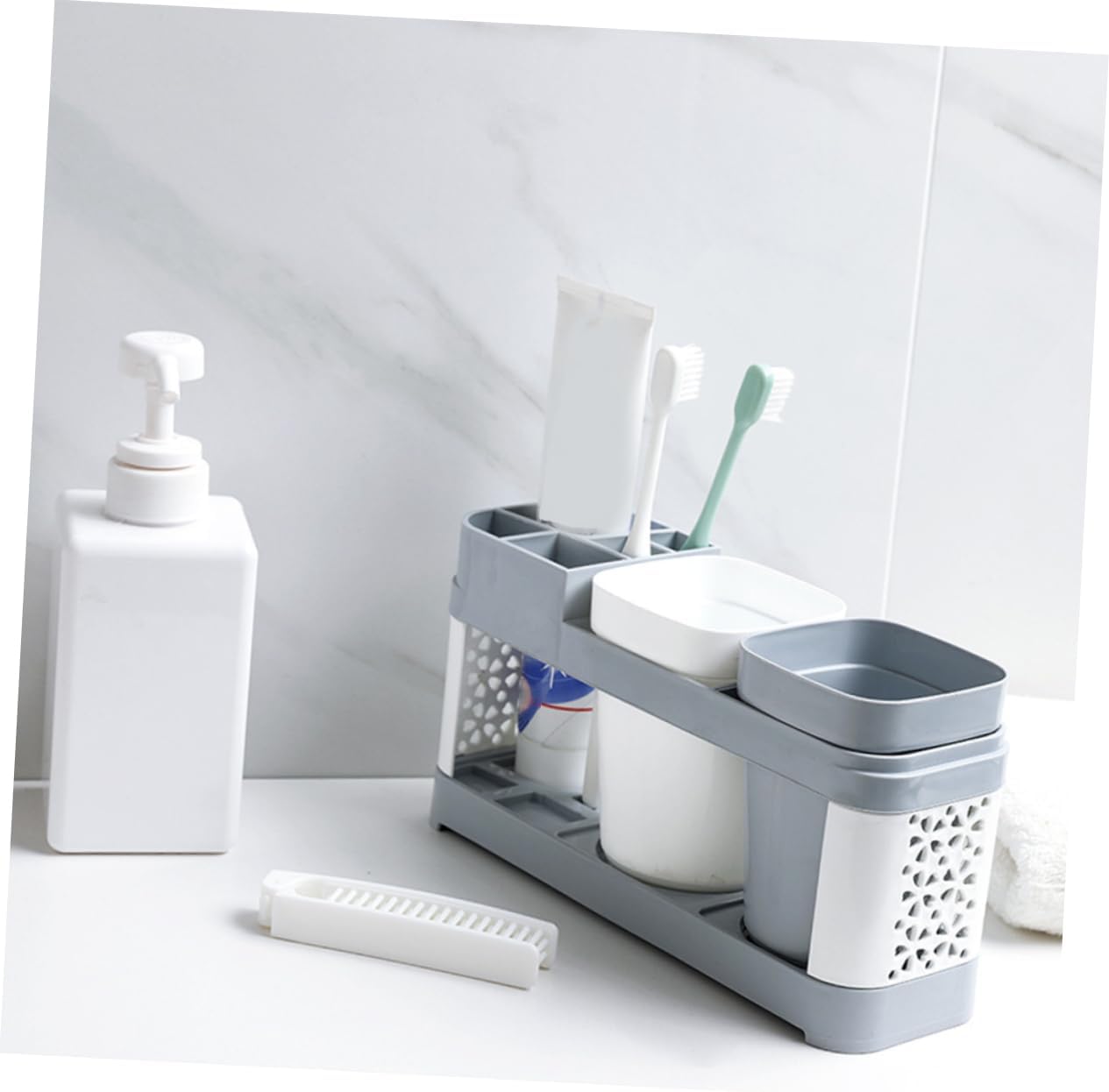 PRETYZOOM Toothbrush Holder with Suction Cup and 5 Slots