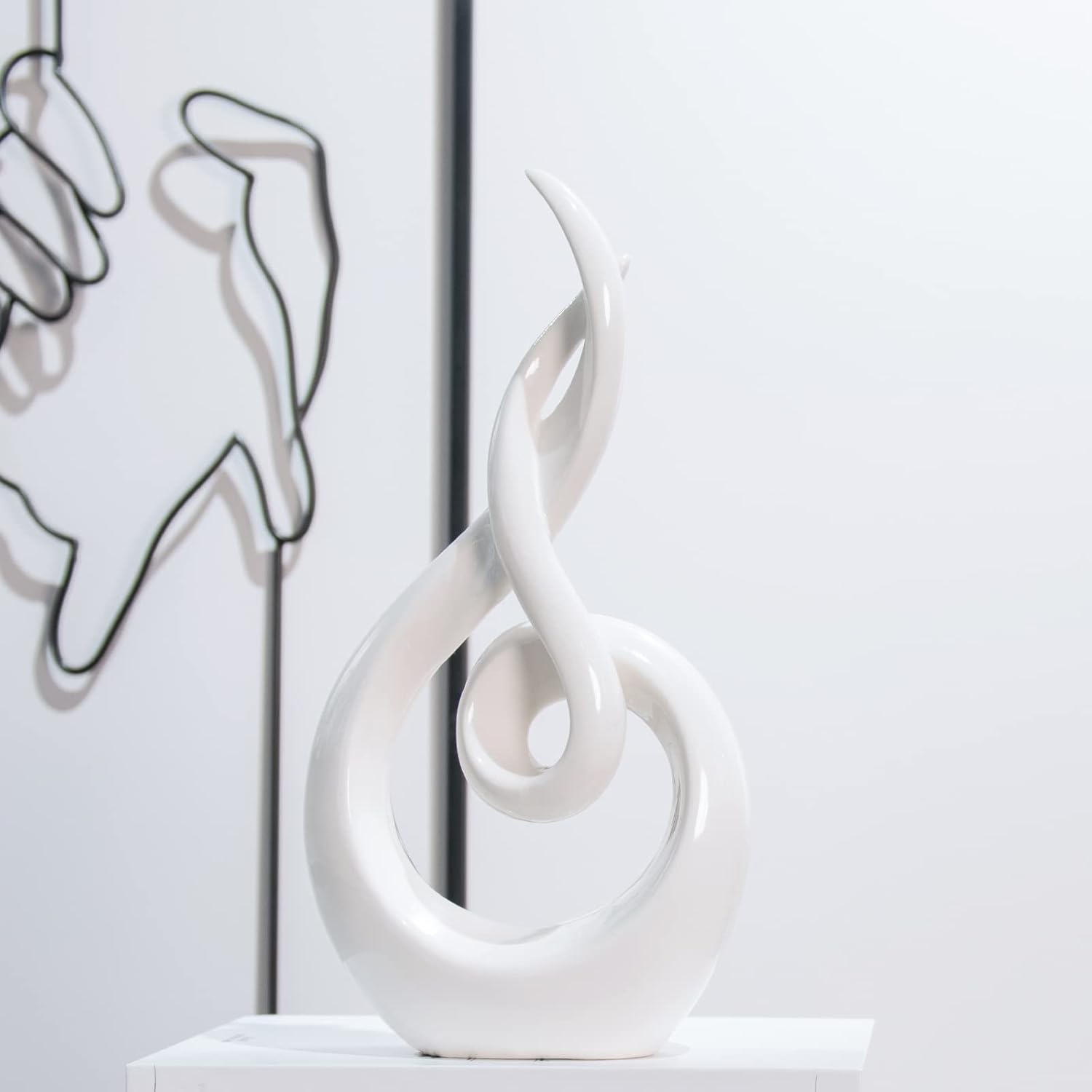 Modern Abstract Ceramic Statue - 5x25x105 Inch Home Dcor Sculpture