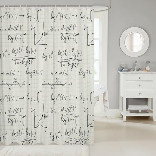 Feelyou Maths Shower Curtain Set 72x78 Waterproof Beige 1