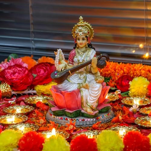 Hindu Goddess Saraswati Statue 86 Inch Handmade Decor