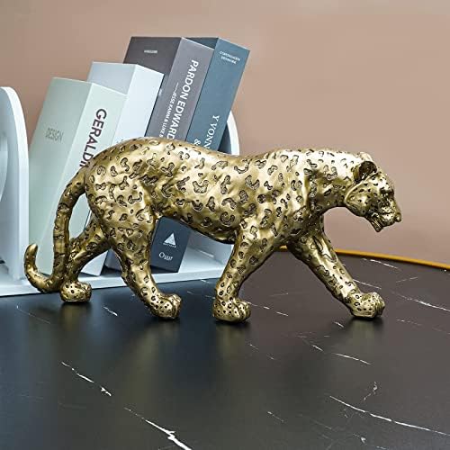 Cheetah Statue Home Decor Resin Sitting Figurine Gold Silver