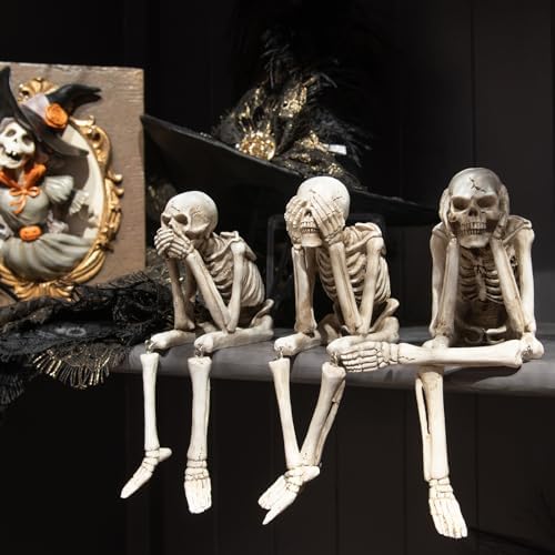 Newman House Studio No-Evil Skeleton Statues Set of 3