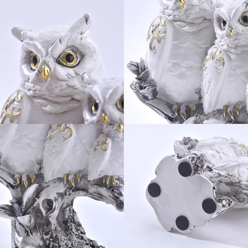 Realistic Family of Three Owls Resin Statue