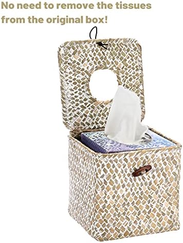 Sumnacon Seagrass Tissue Box Cover with Lid