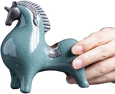 HAOWUJIN Cyan-Blue Horse Sculpture Home Decor