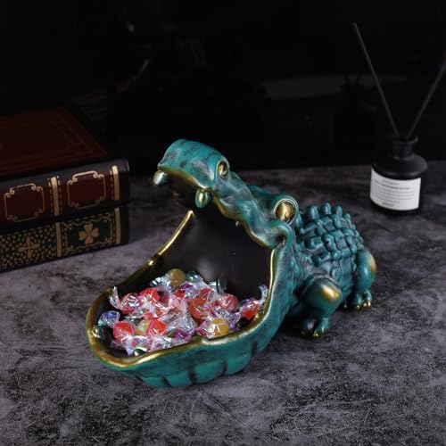 Alligator Key Bowl Decorative Storage Sculpture Green