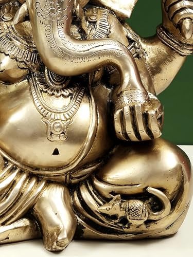 Brass Ganesha Statue 125 Inch Divine Home Office Decor