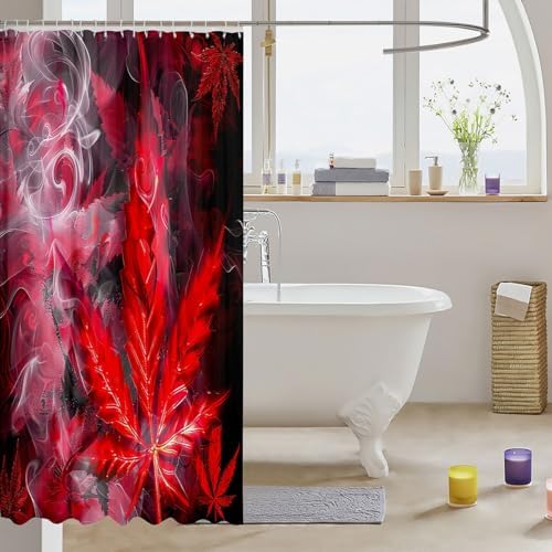 Erosebridal Cannabis Leaves Bath Curtain Set 1