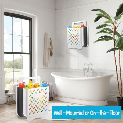Wensdr Foldable Bath Toy Storage Organizer White