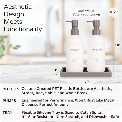 Spacewiser ShatterFree Soap Dispenser Set with Pump and Tray