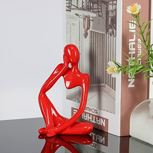 Thinker Statue Gold Resin Abstract Art Sculpture Red 1