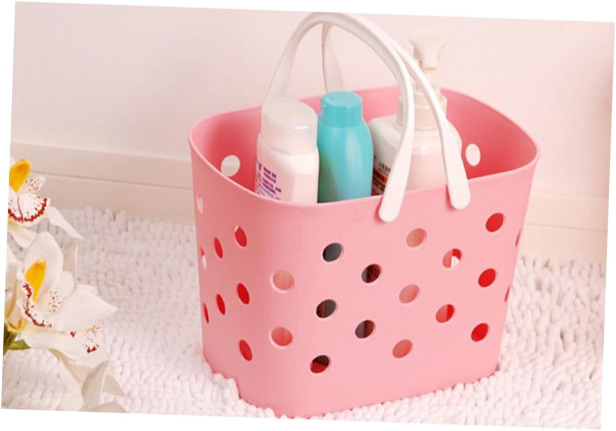 MAGICLULU Pink Plastic Bathroom Storage Handle Basket