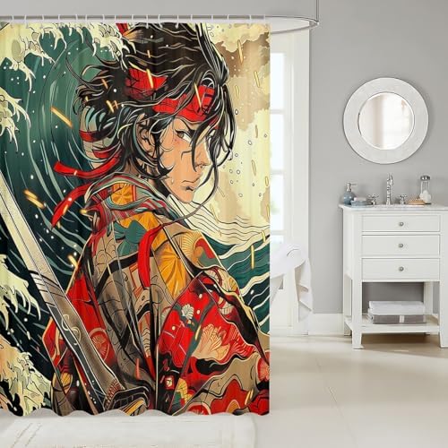 Erosebridal Samurai Anime Shower Curtain Set
