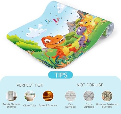 SHUCHING Dinosaur Bath Mat 40 X 16 Inch Non Slip