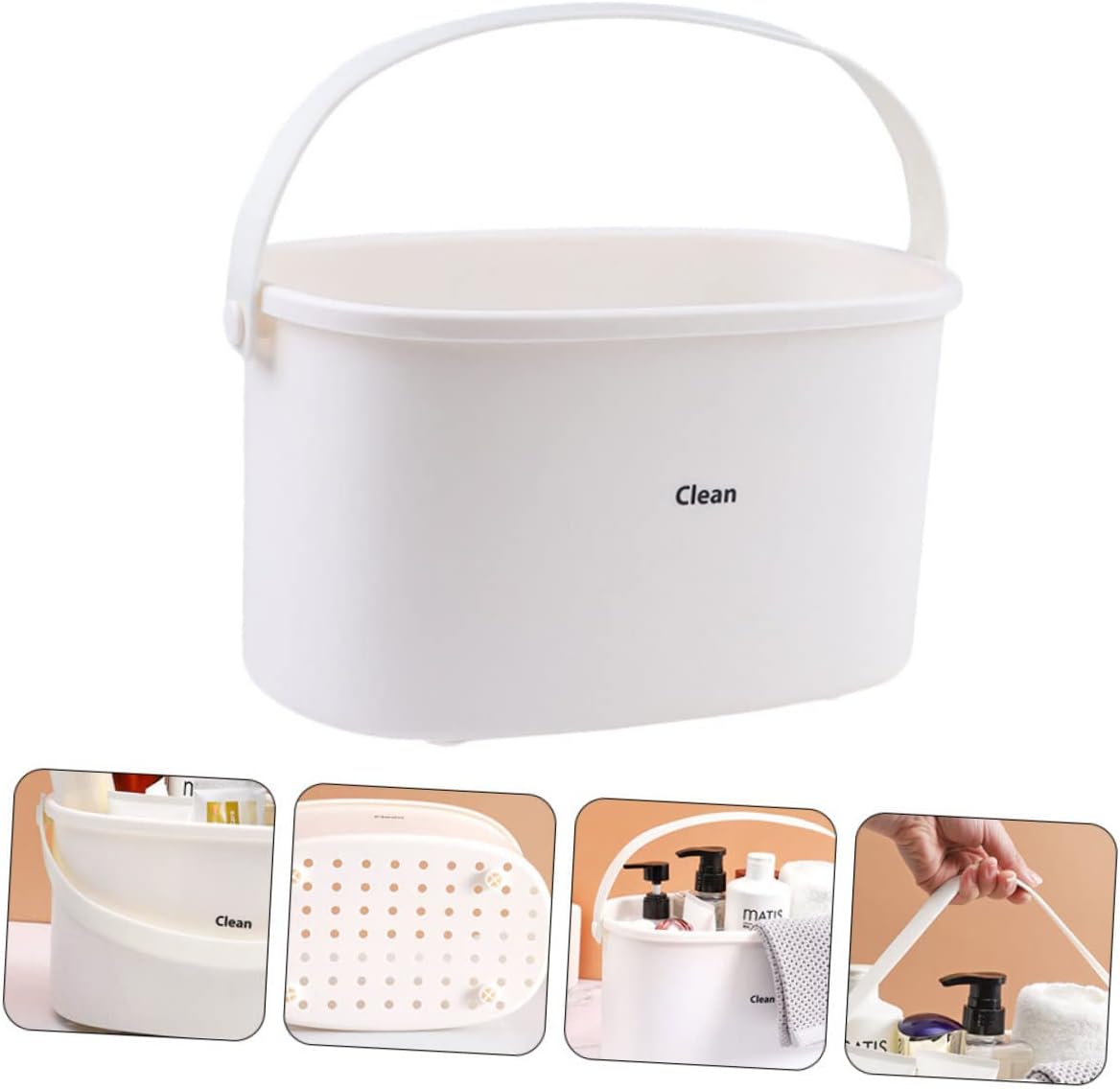 BESTOYARD 1Pc White Plastic Shower Basket with Handle
