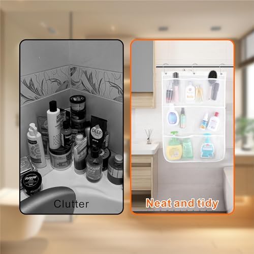 Armuzui 2 Pack Mesh Shower Caddy 7 Pockets 3 Hooks