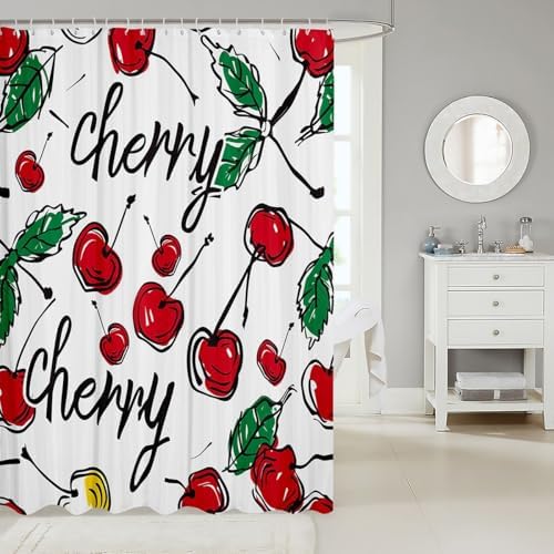 Feelyou Pink Cherry Bow Shower Curtain Set 1