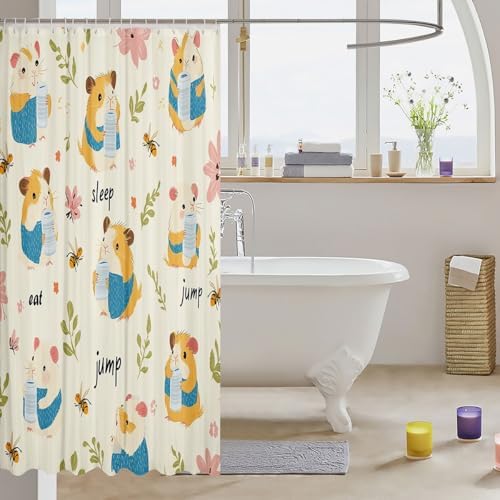 Feelyou Guinea Pig Shower Curtain Set 72x72 Beige