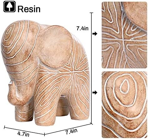 Kakizzy Elephant Statue African Wood Decor Boho Style