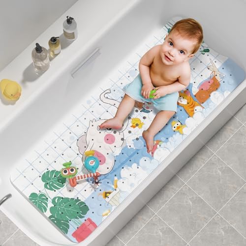 AmazerBath Baby Bath Mat with Suction Cups and Cartoon Design