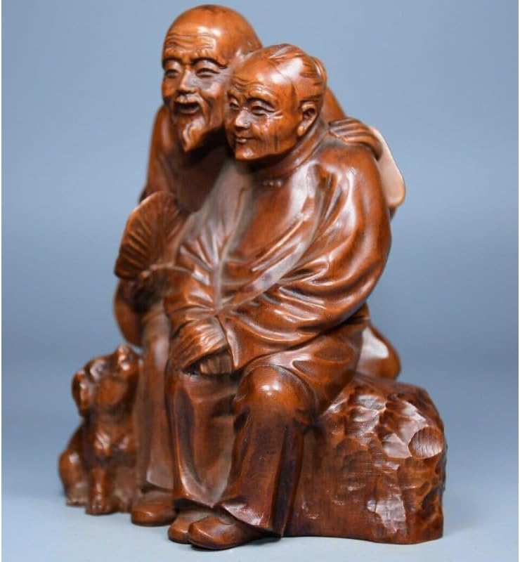 Boxwood Meditating Woman Statue Handcrafted Decor