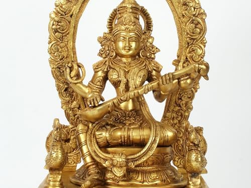 Brass Goddess Saraswati Statue with Veena 1