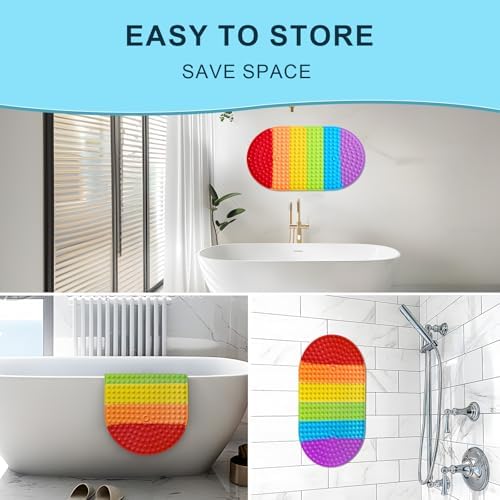 XIYUNTE Kids Bath Mat with Suction Cups and Pressable Bubbles