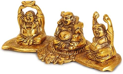 ETROVES Laughing Buddha Statue - 4 Inch Golden Feng Shui Decor
