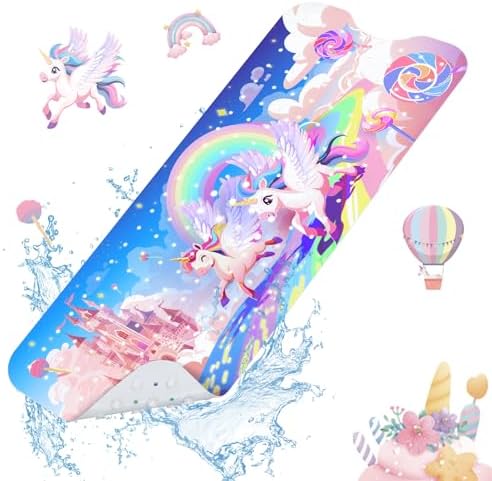 SHUCHING Rainbow Unicorn Baby Bath Mat 40x16 Inch Non Slip