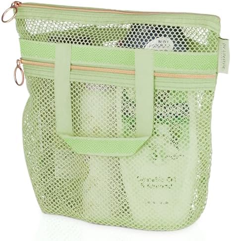 DV Lifestyle Mesh Shower Bag - Quick Dry Caddy with Zipper 2 Pockets