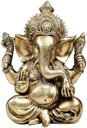 Brass Ganesha Statue 125 Inch Divine Home Office Decor