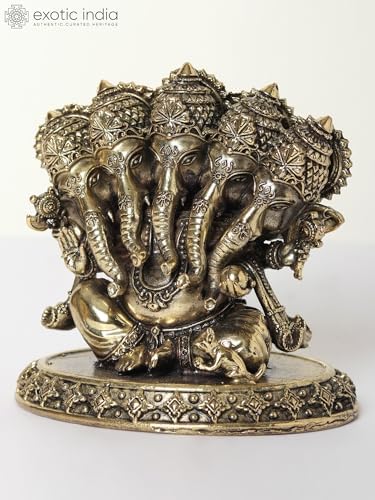 Small Superfine Panchamukhi Ganesha Brass Statue