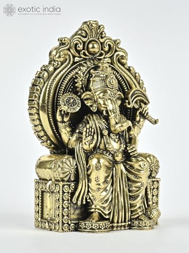 Small Superfine Brass Ganesha Statue Lalbaugcha Raja Pooja Idol