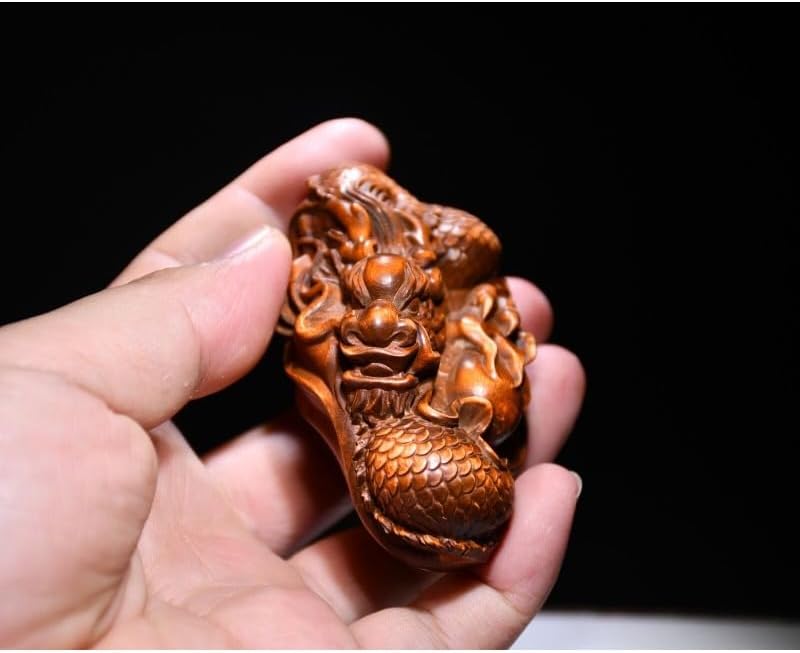 Handcrafted Boxwood Zodiac Dragon Statue