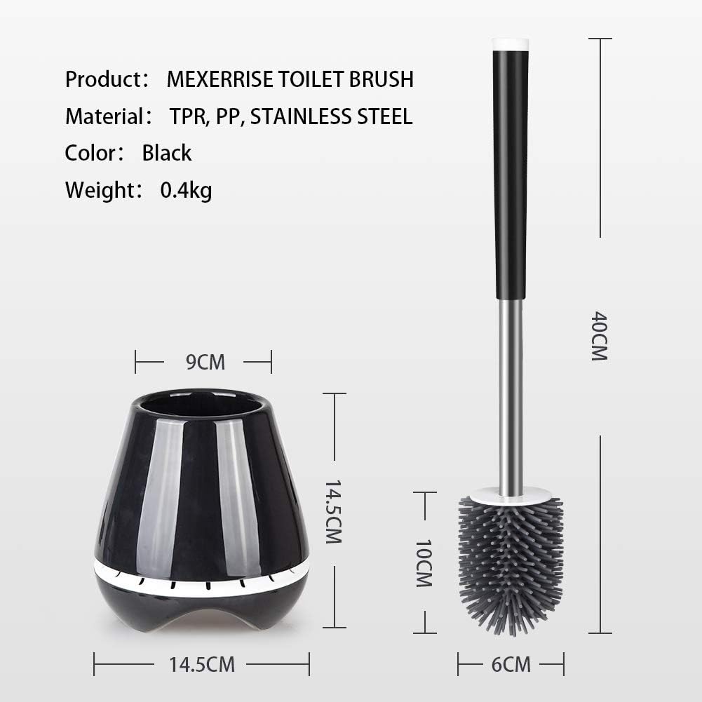 Toilet Brush with Holder and Silicone Bristles