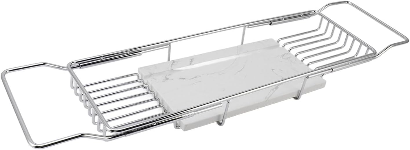 Fafeicy Metal Marble Bathtub Rack - Space Saving Multi Functional