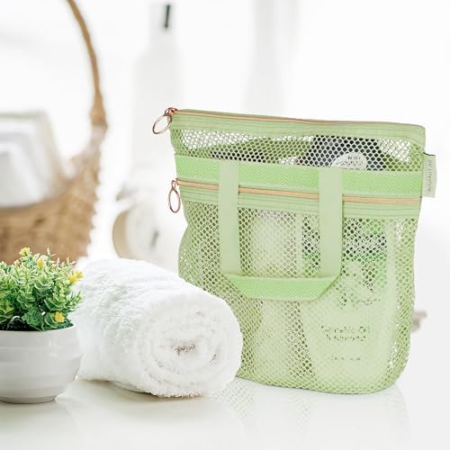 DV Lifestyle Mesh Shower Bag - Quick Dry Caddy with Zipper 2 Pockets