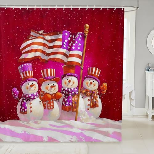 Feelyou Snowman Bath Curtain Set 72x72 Waterproof Kids Christmas