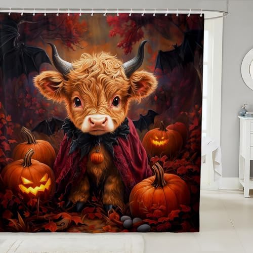 Erosebridal Halloween Pumpkin Shower Curtain Set 72x72