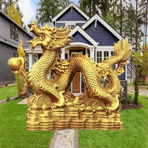 Ecqizer Wealth Dragon Figurine Feng Shui Decor 1