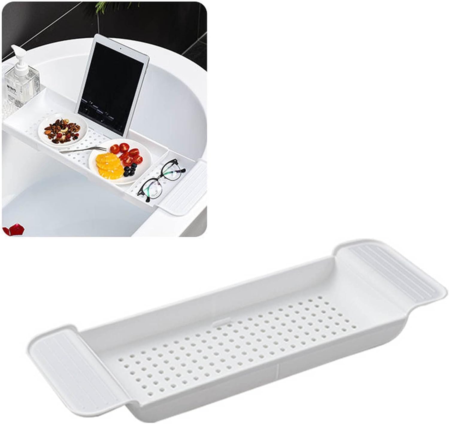 Flexman Plastic Bathtub Tray with Retractable Draining Design