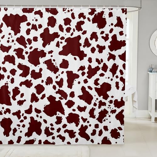 Feelyou Cow Print Shower Curtain Set 72x72 Brown White