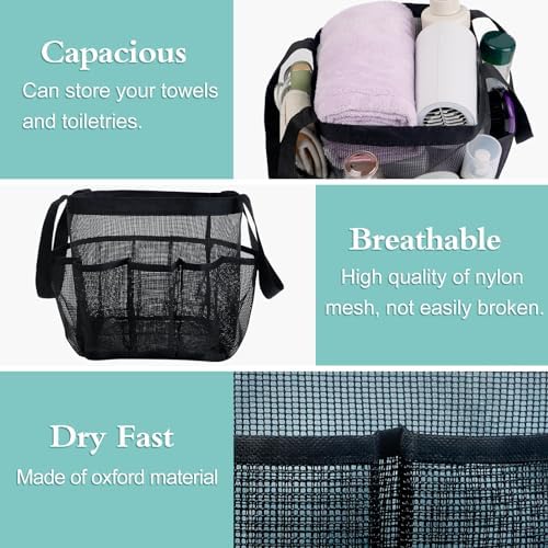 Attmu 2 Pack Mesh Shower Caddy Dorm Room with 8 Pockets