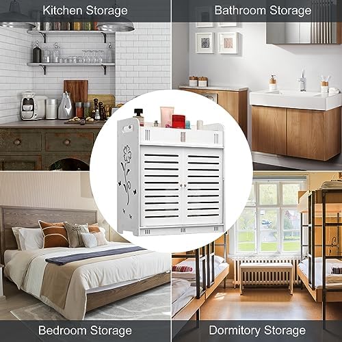 cdar Flower Pattern White Medicine Cabinet 1